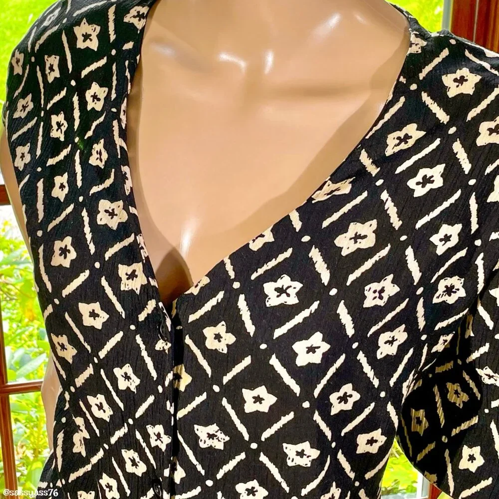 ▪️VTG▪️JOAN LESLIE▪️1980's 1990's 2-Piece Crinkle Floral Blouse & Maxi Skirt Set - Picture 4 of 7